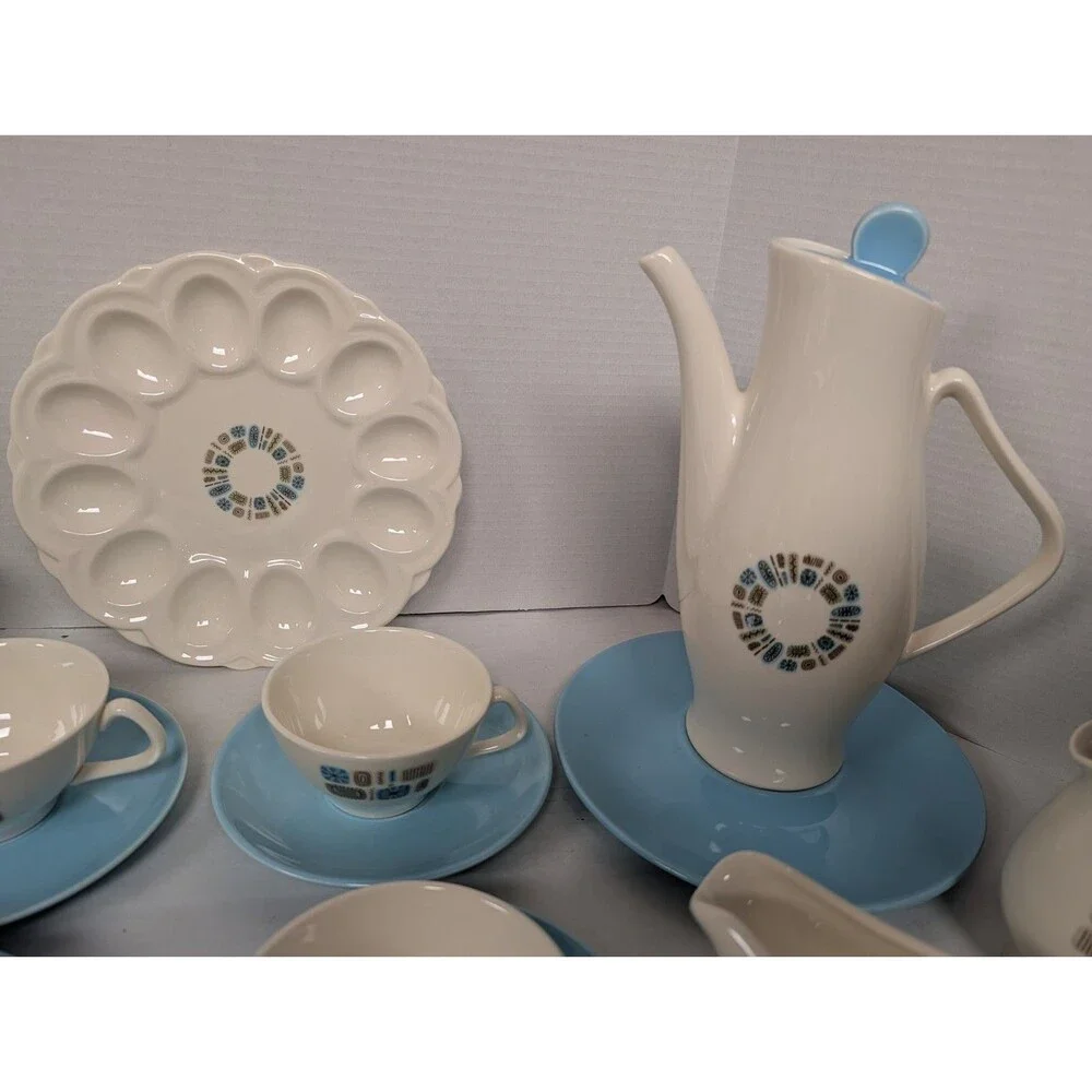 Vintage Atomic Age Mid Century Temporama Canonsburg Pottery Set 49 Pieces